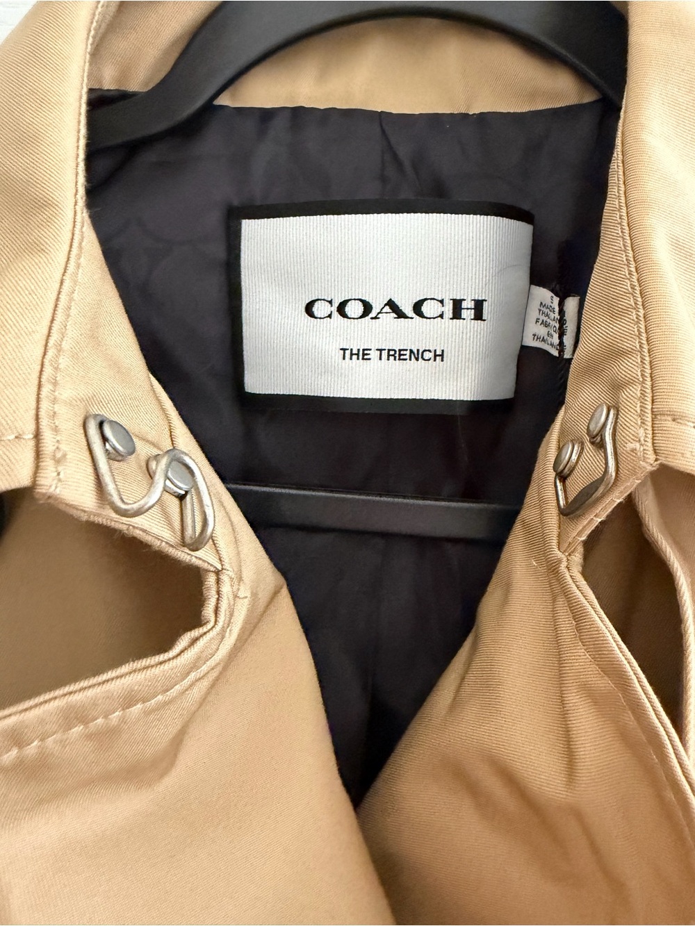 Coach Beige Double-Breasted Belted Trench Coat - Picture 12 of 15